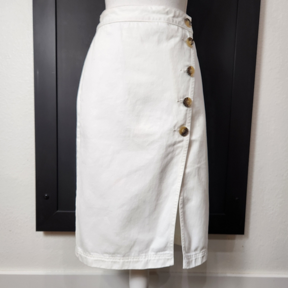 Topshop White Midi Skirt with Side Buttons